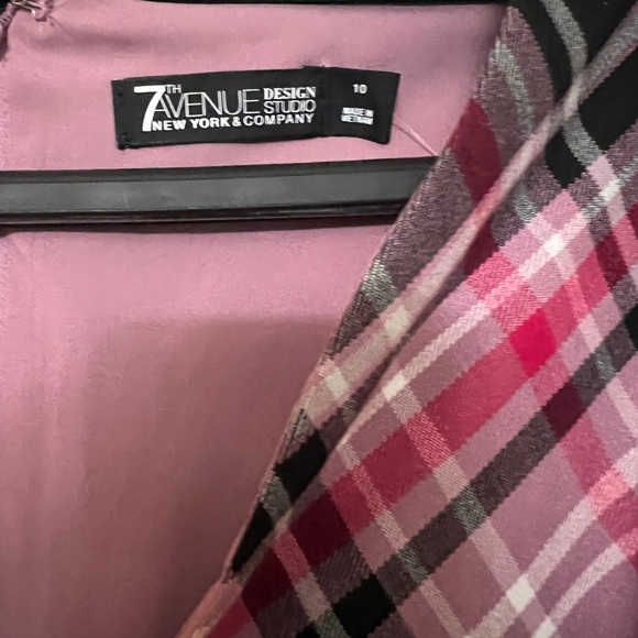 New York & Company Pink Plaid Midi Dress - Picture 2 of 7